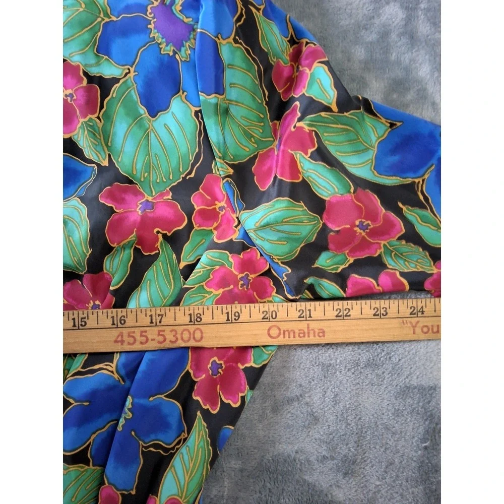 Vintage Papell Boutique Floral Womens 14 Dress 1990s bright colorful W/Belt‎